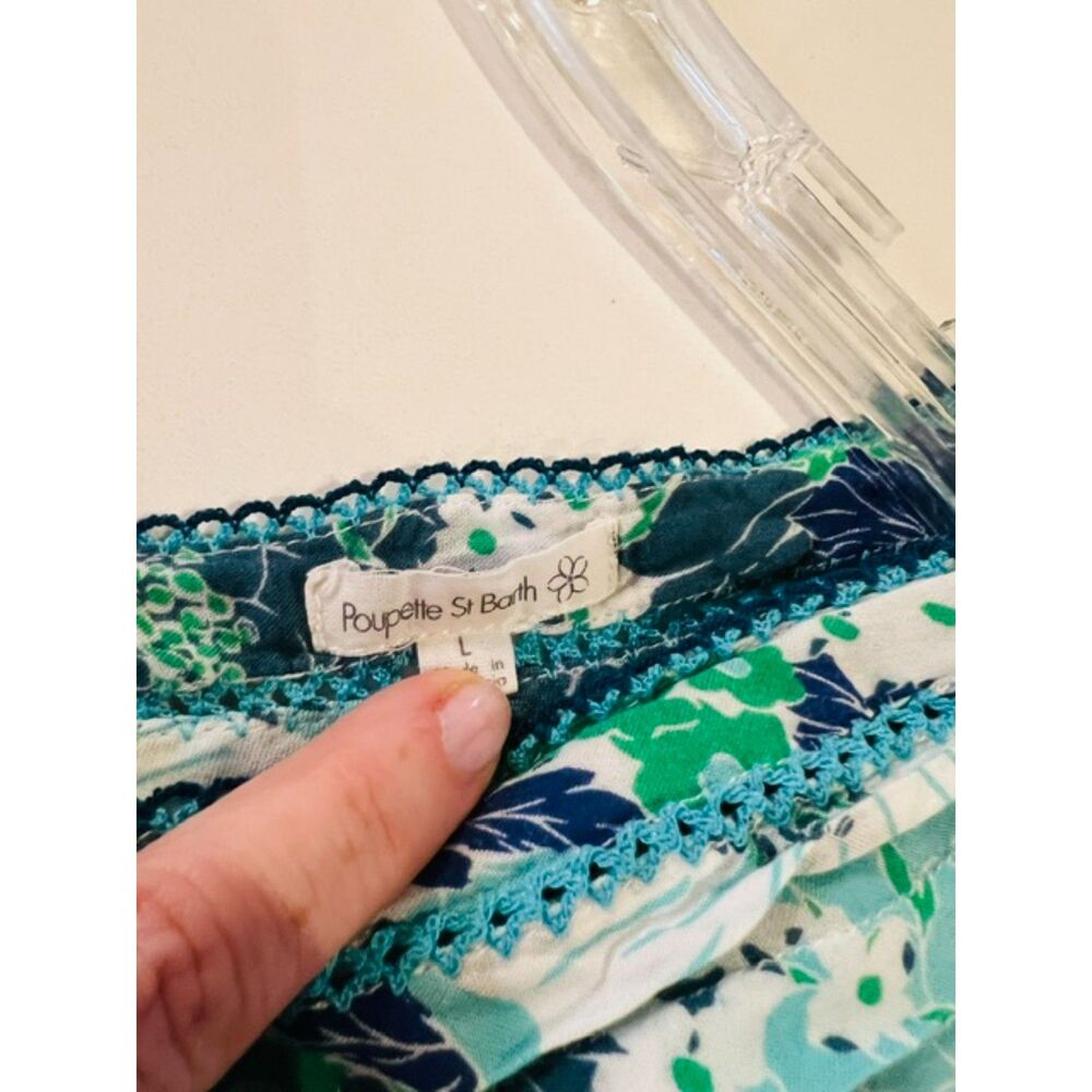 Poupette St Barth Blue Green Floral Maxi Dress Sleeveless V-Neck Size Small - Picture 4 of 5